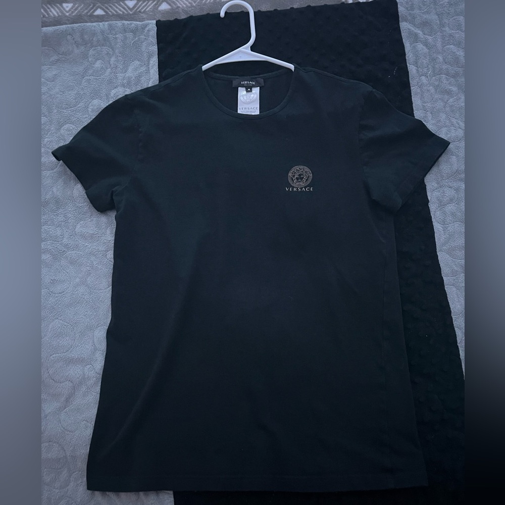 Versace Black Tee with Gold Logo